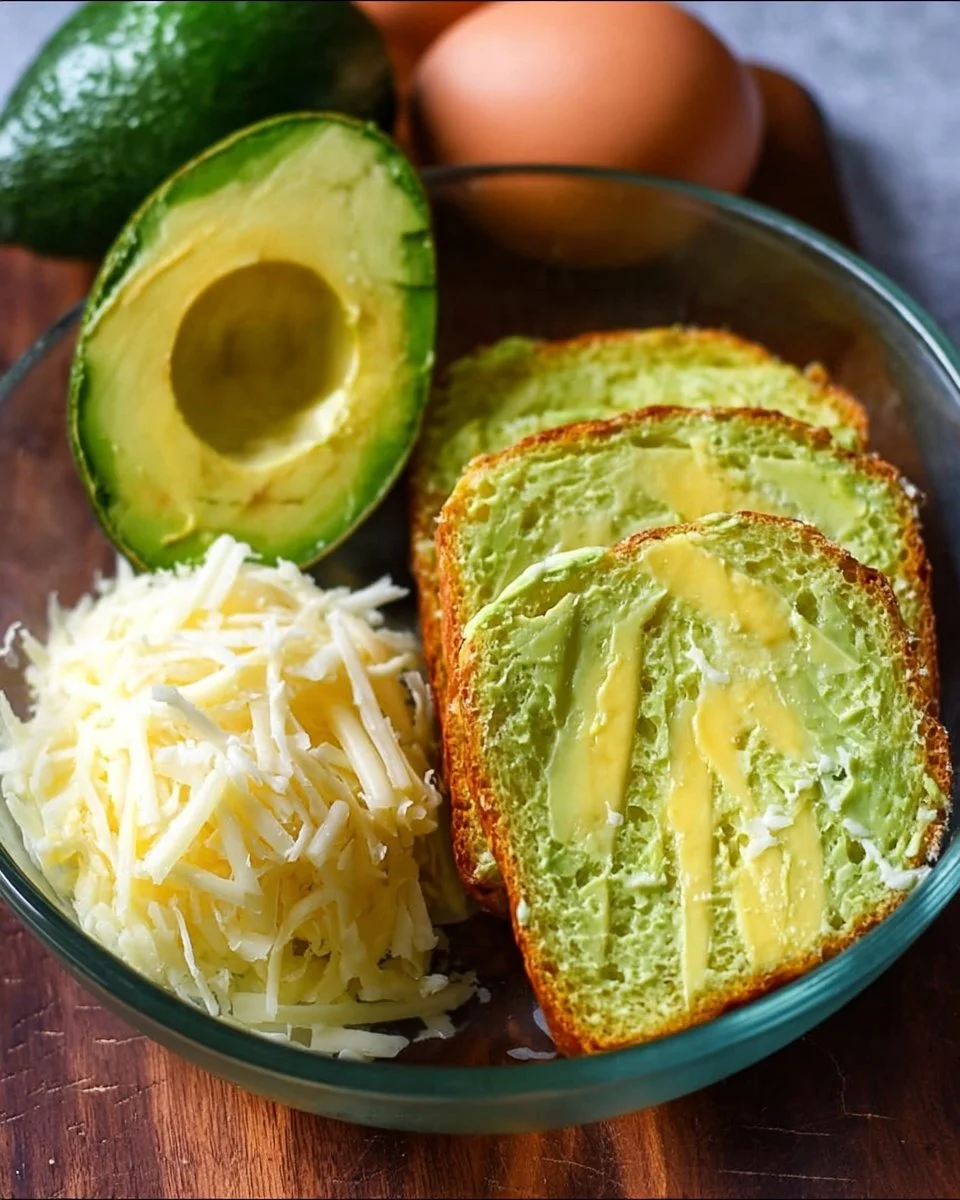 Homemade 3-Ingredient Avocado Bread on a wooden cutting board.