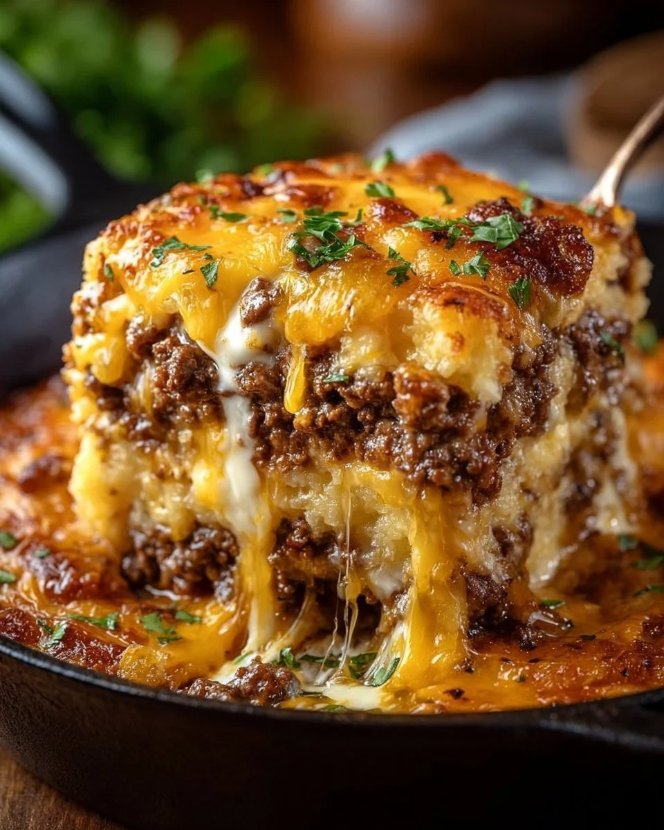 Delicious Cattle Drive Casserole served in a rustic dish