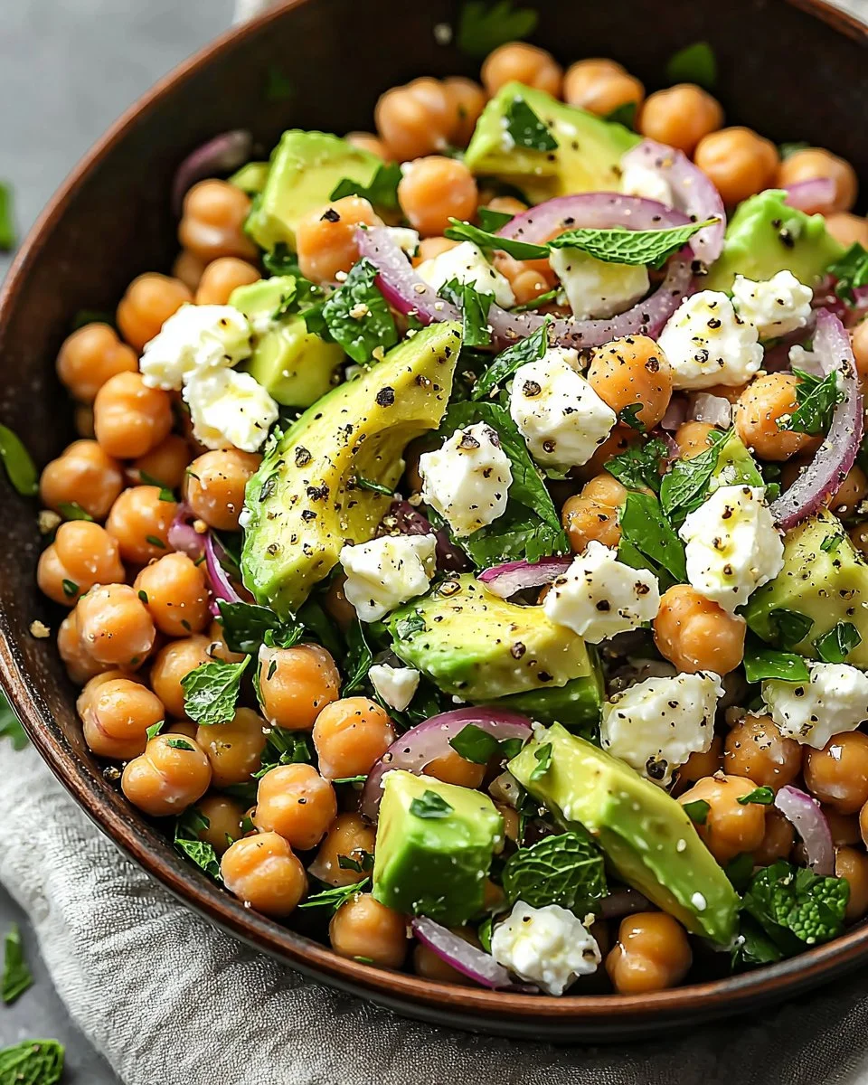 Chickpea Feta Avocado Salad