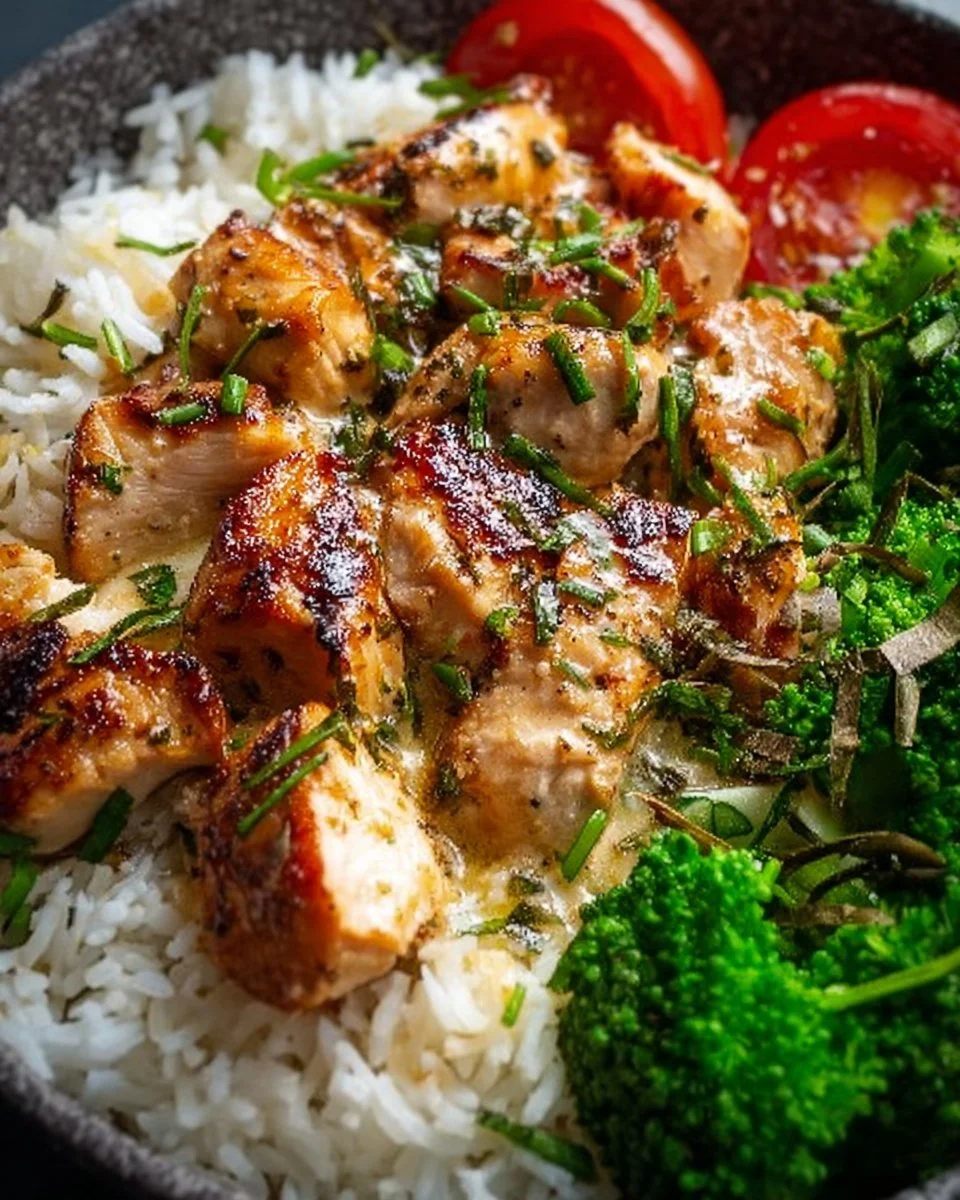Creamy Garlic Chicken Rice Bowls
