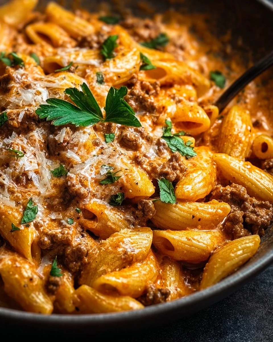 Creamy High Protein Beef Pasta