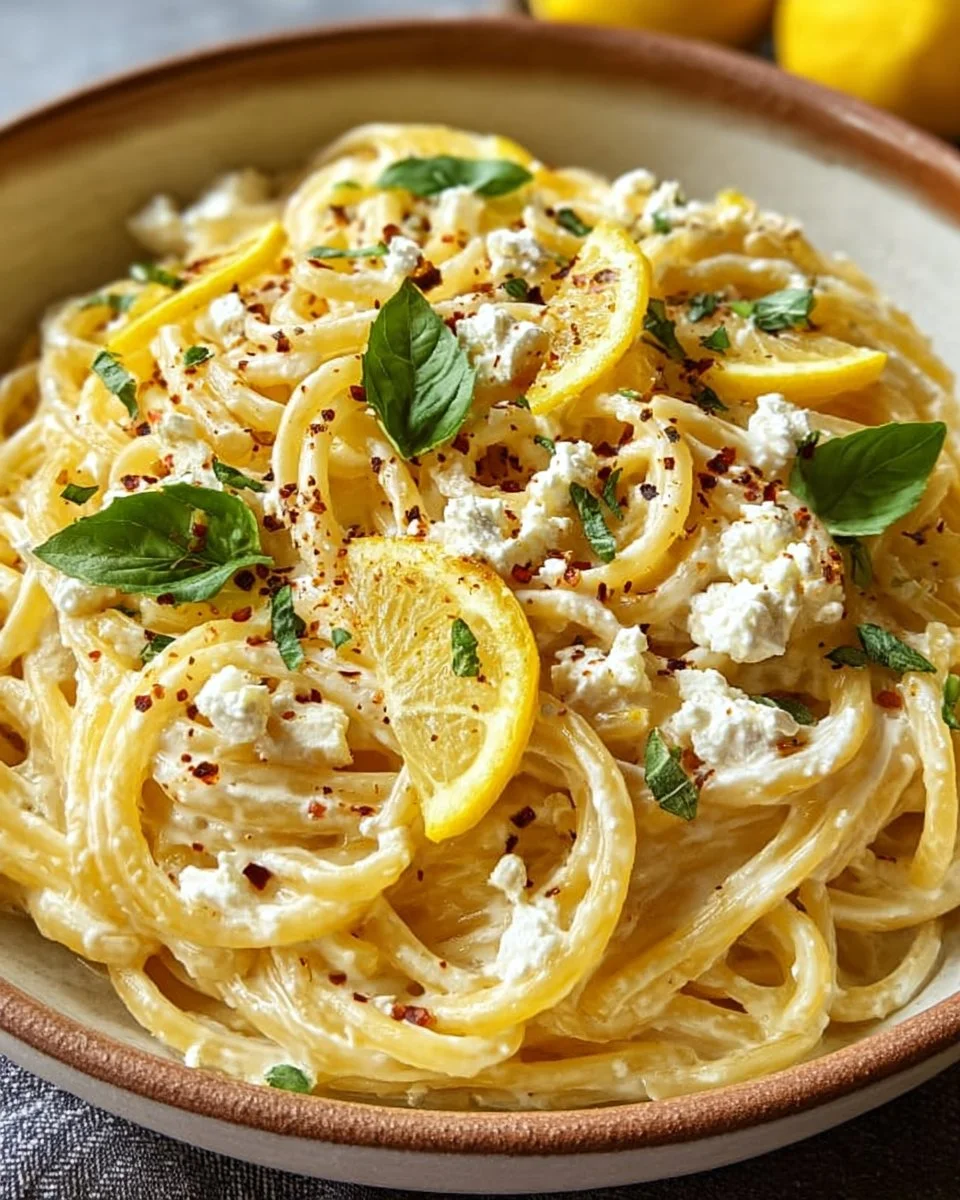 Creamy Lemon Feta Pasta Recipe