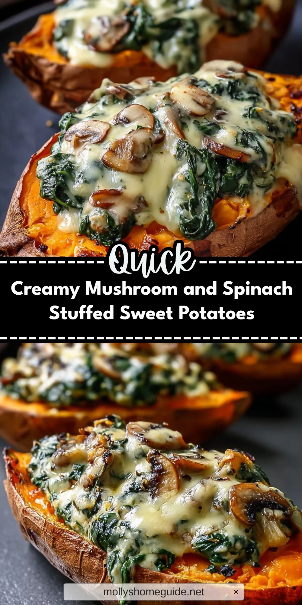 Creamy Mushroom and Spinach Stuffed Sweet Potatoes