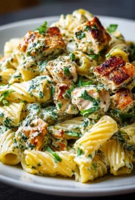 Creamy pesto chicken pasta served in a bowl with fresh basil
