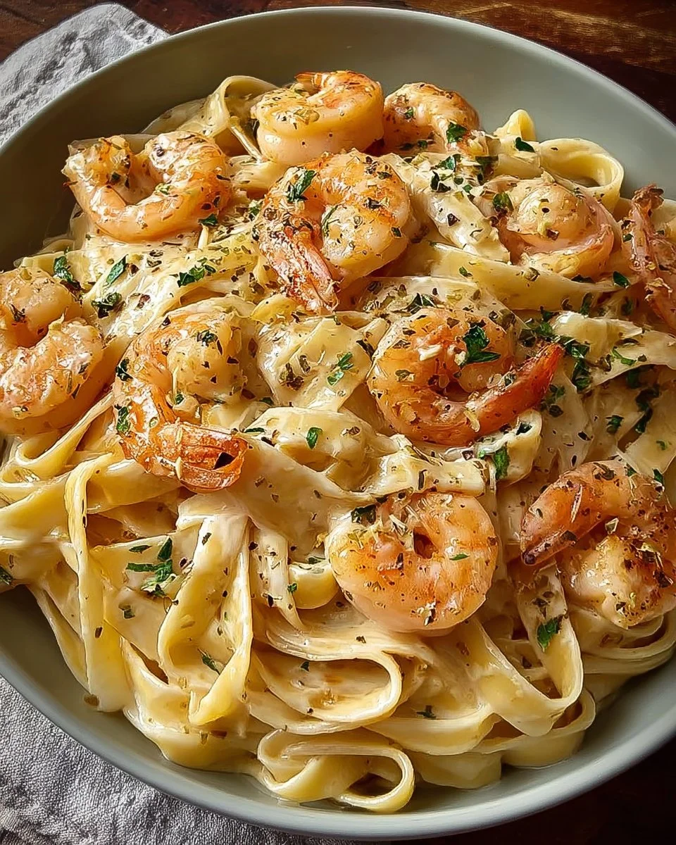 Creamy Shrimp Fettuccine Pasta With Homemade Alfredo Sauce