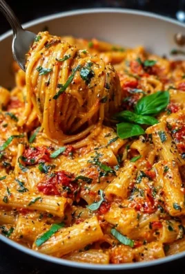 A bowl of creamy tomato garlic pasta topped with fresh basil and parmesan cheese.