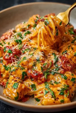 Creamy tomato garlic pasta dish garnished with fresh herbs