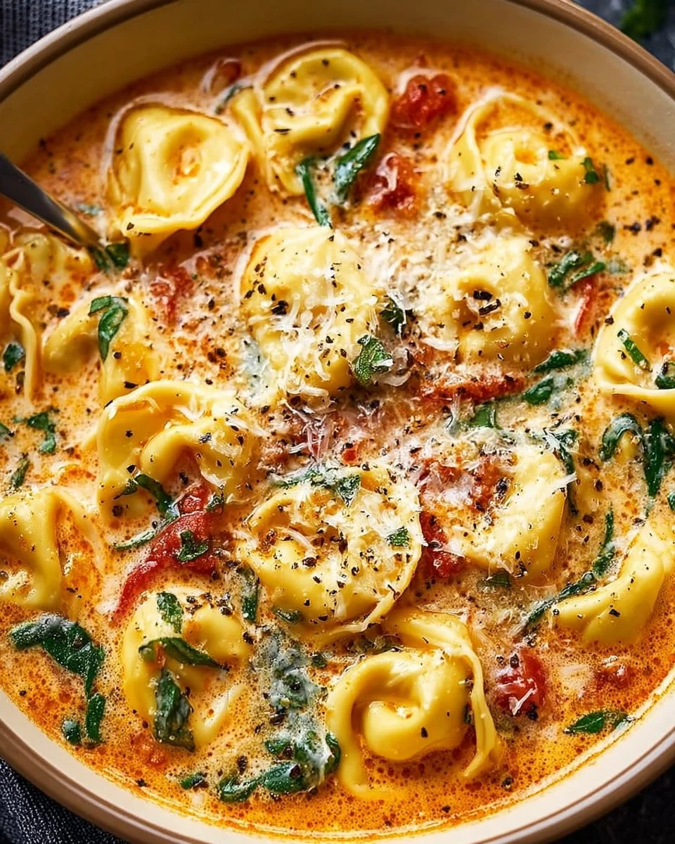 Creamy Tuscan Garlic Tortellini Soup