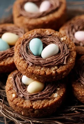 Easter Birds Nest Cookies with candy eggs on a festive plate