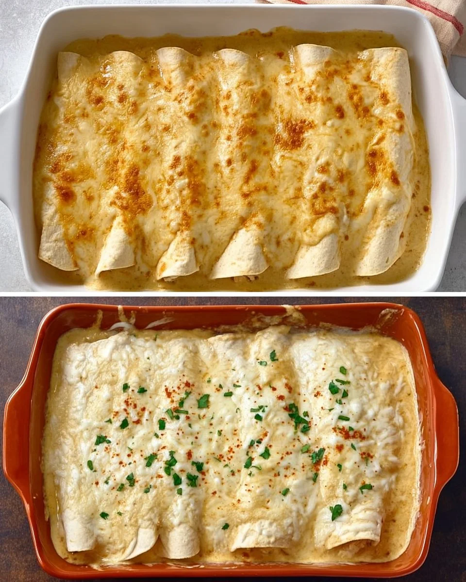 Easy Creamy White Chicken Enchiladas