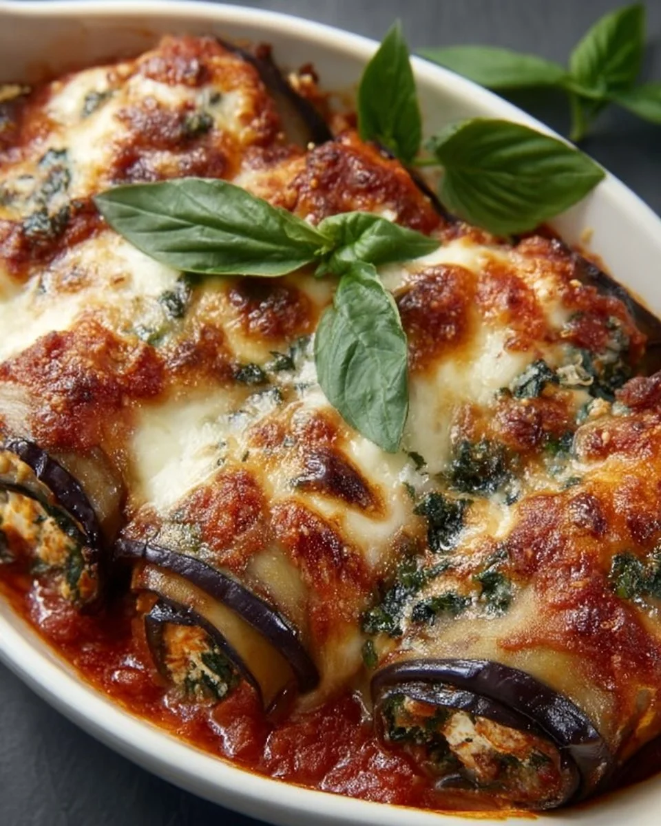 Fluffy Eggplant Rollatini Bake