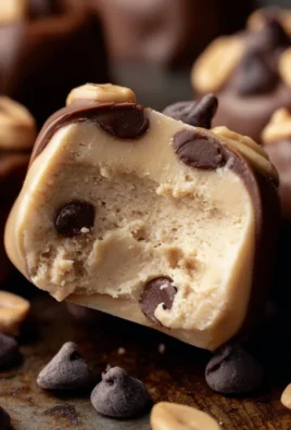 Frozen Greek yogurt peanut butter bites in a bowl topped with peanuts and chocolate.