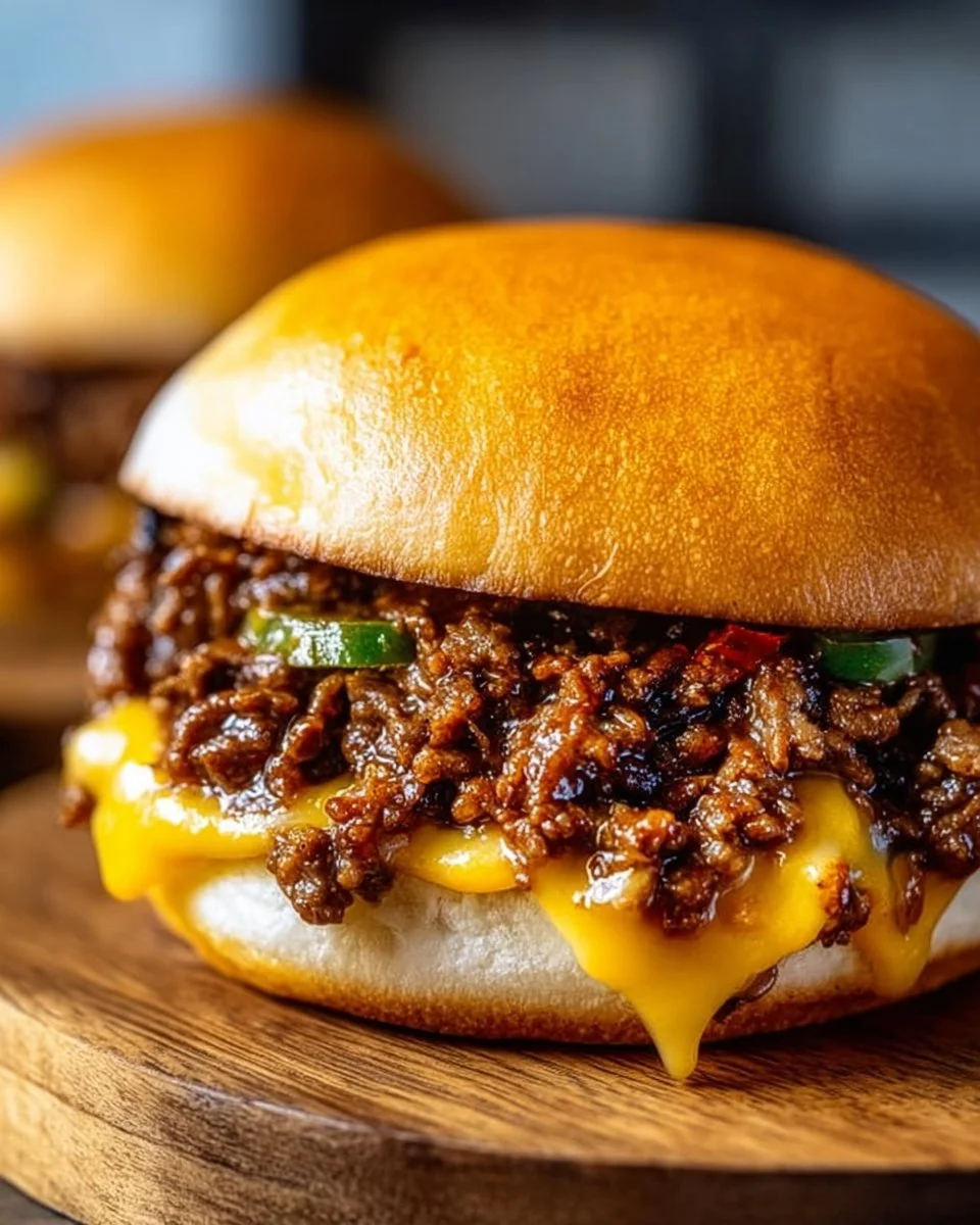Gordon Ramsay's Philly Cheesesteak Sloppy Joes served on a plate