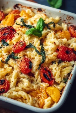 Healthy baked feta pasta with fresh vegetables and a sprinkle of herbs
