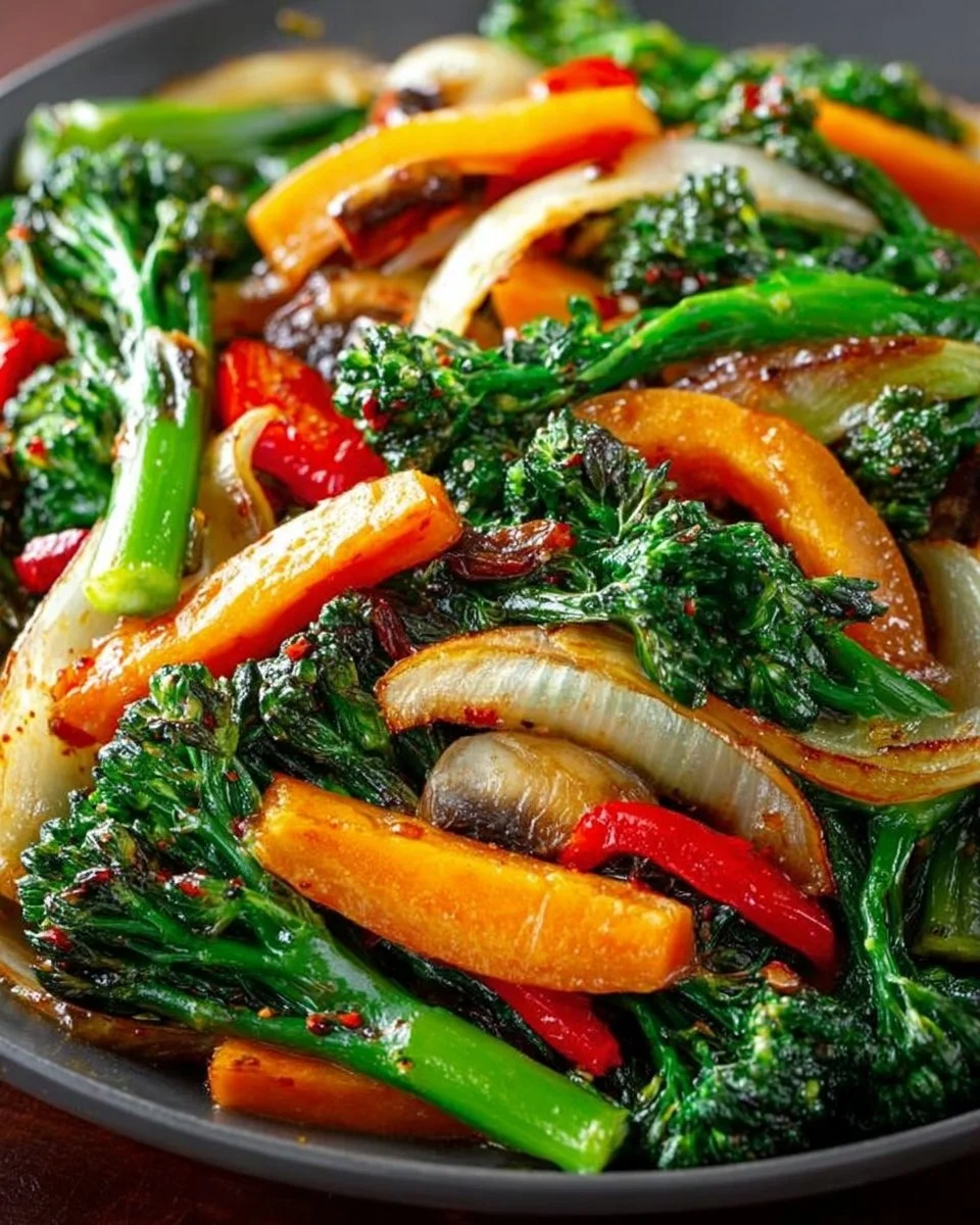 Colorful sautéed vegetables in a skillet, showcasing a healthy and flavorful side dish.