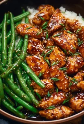 Honey Garlic Chicken served with fresh green beans