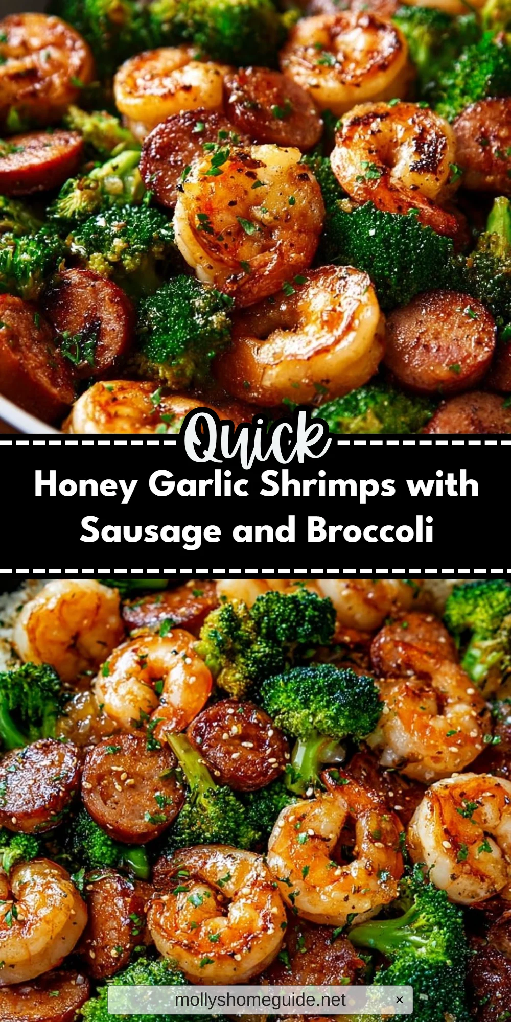 Honey Garlic Shrimps with Sausage and Broccoli