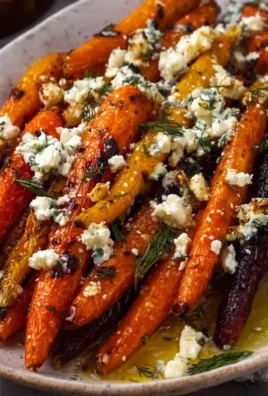 Plate of honey roasted carrots topped with feta cheese