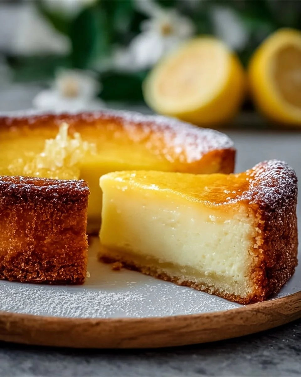 Italian Grandma’s lemon custard cake with a creamy lemon filling and rich texture