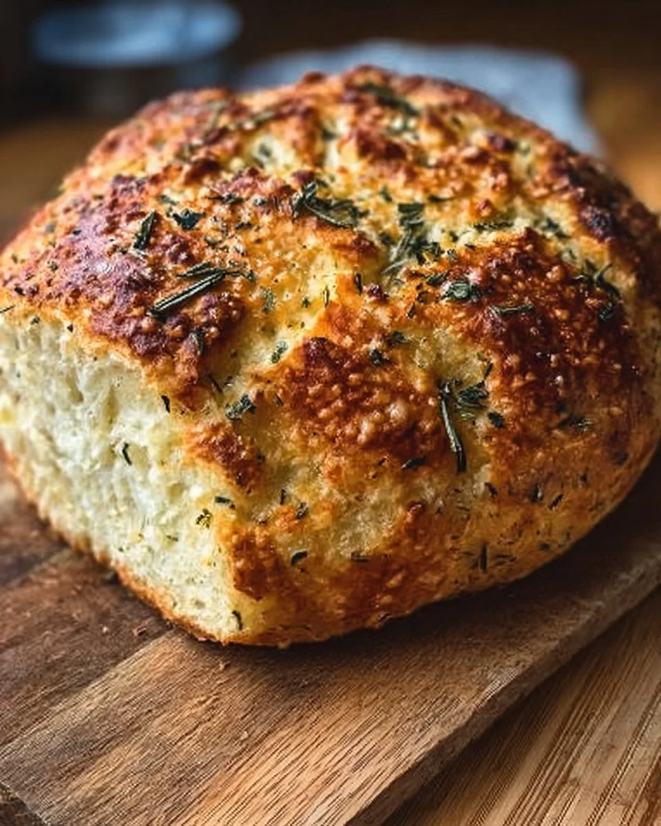 Freshly baked Italian Herbs and Cheese Bread with herbs and cheese topping.