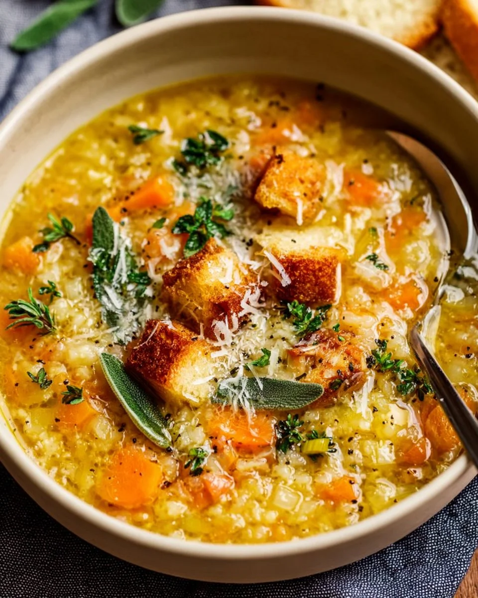 A bowl of Italian Penicillin Soup, a comforting dish for cold days.