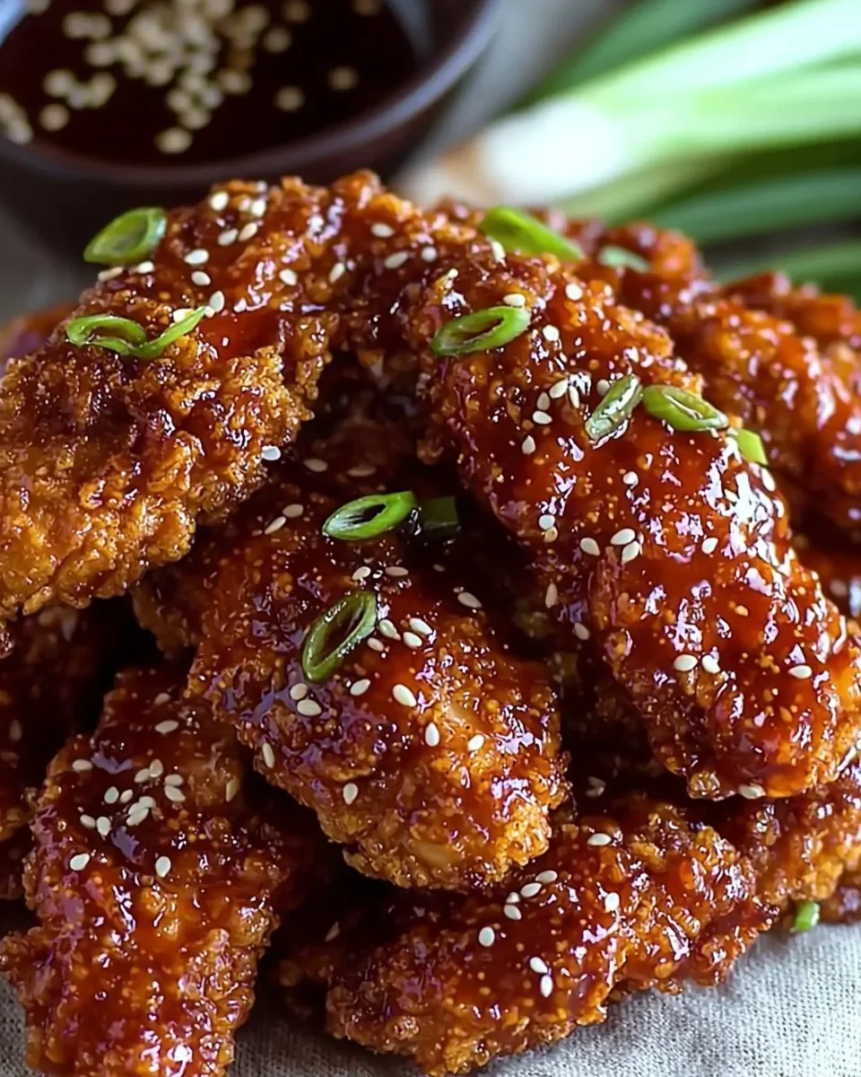 Plate of crispy Korean Fried Chicken made in an air fryer