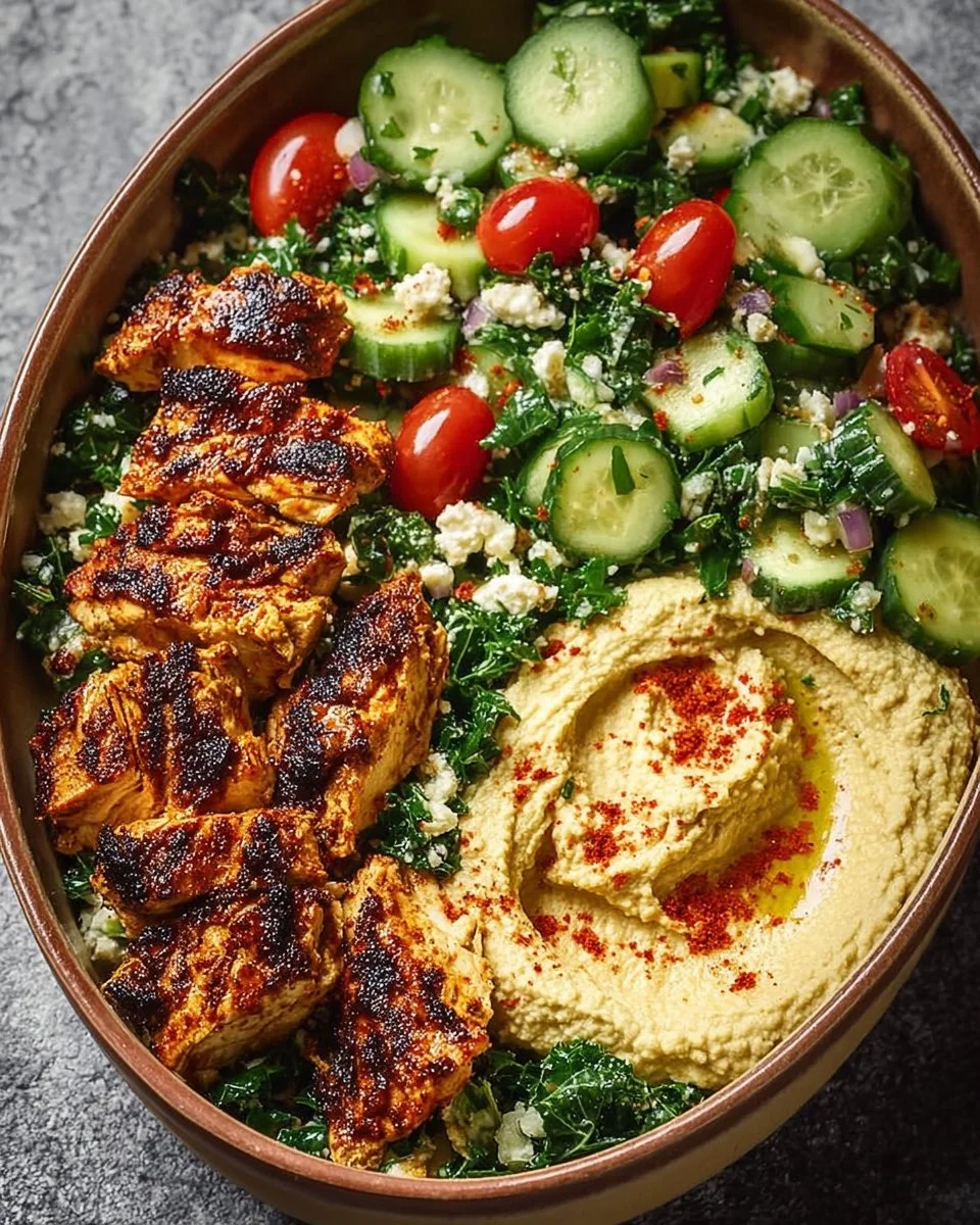 Lemon Chili Grilled Chicken Bowls with Fresh Cucumber Salad & Hummus — A Refreshing, Flavor-Packed Bowl You’ll Crave Again and Again