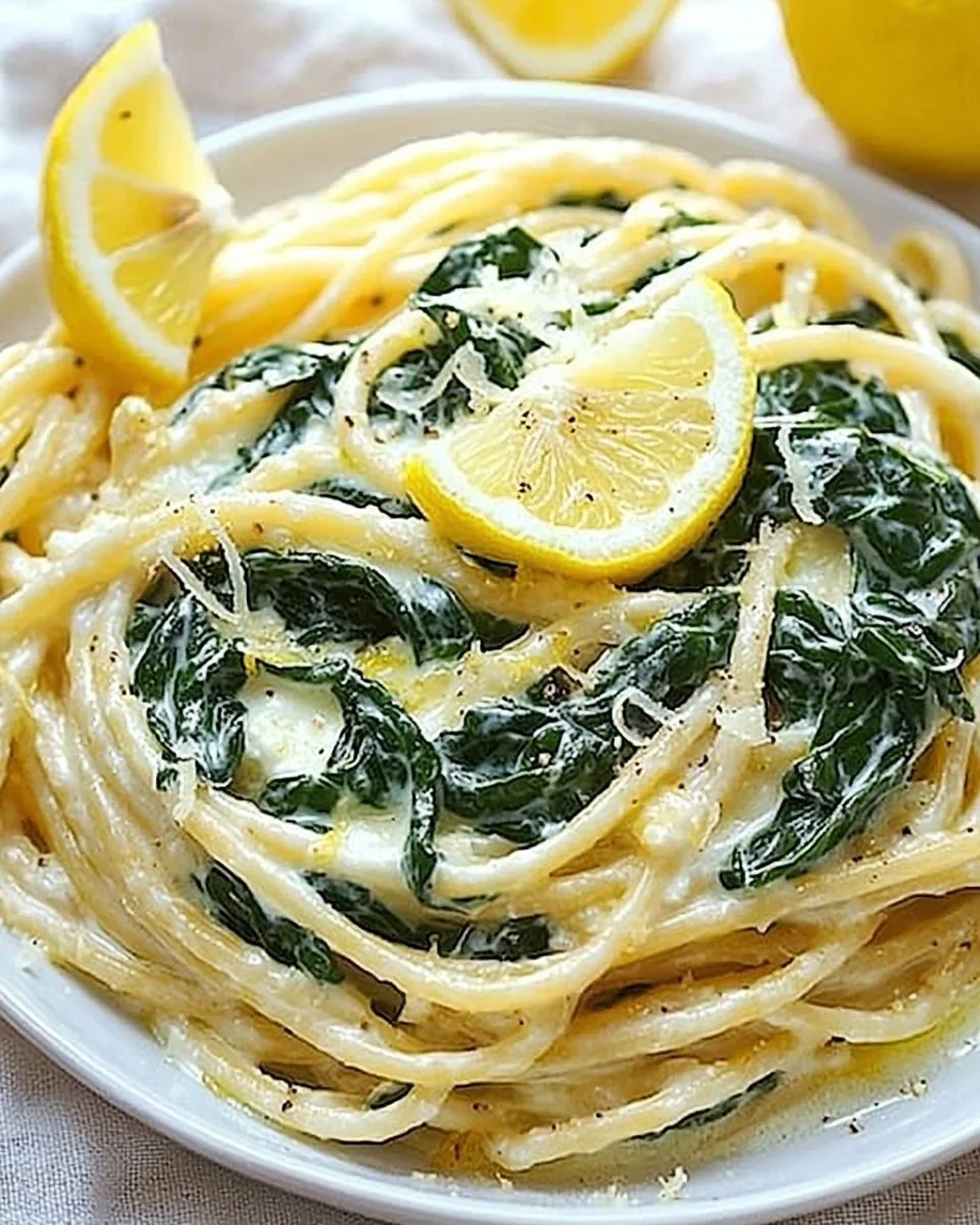 Delicious lemon ricotta pasta with spinach, fresh herbs, and a touch of lemon zest.