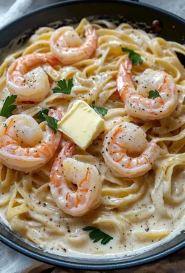 One Pan Shrimp Fettuccine Alfredo served with parsley garnish