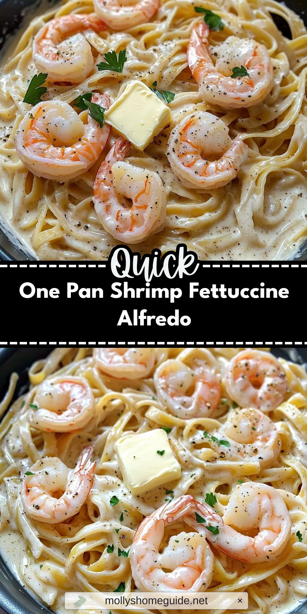 One Pan Shrimp Fettuccine Alfredo