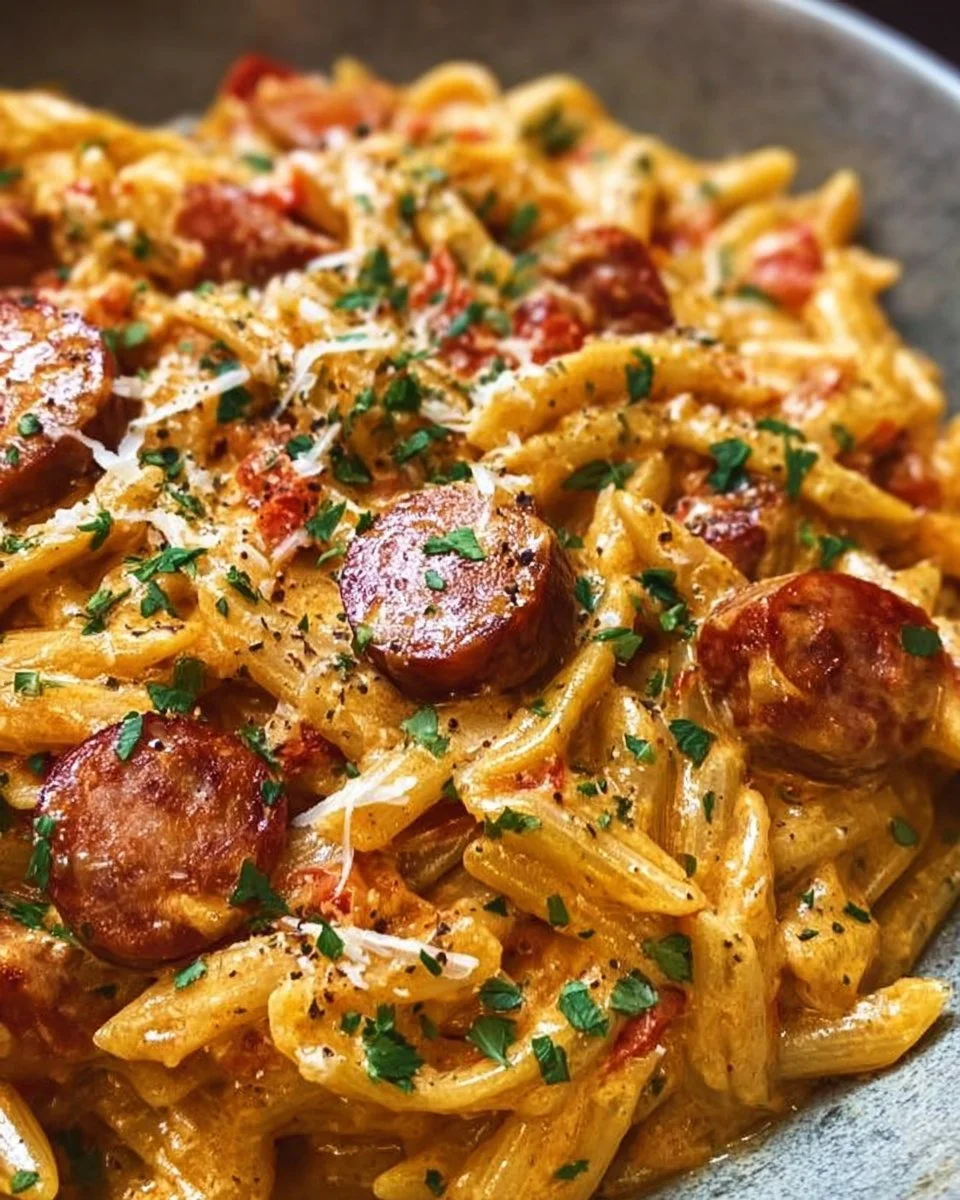 One-Pot Creamy Spicy Cajun Sausage Pasta