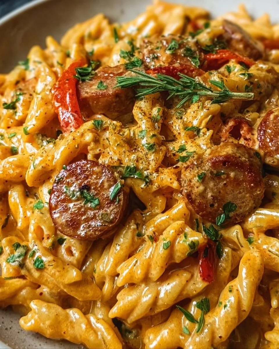 One-Pot Creamy Spicy Cajun Sausage Pasta