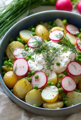 Delicious potato salad with radishes in a serving bowl