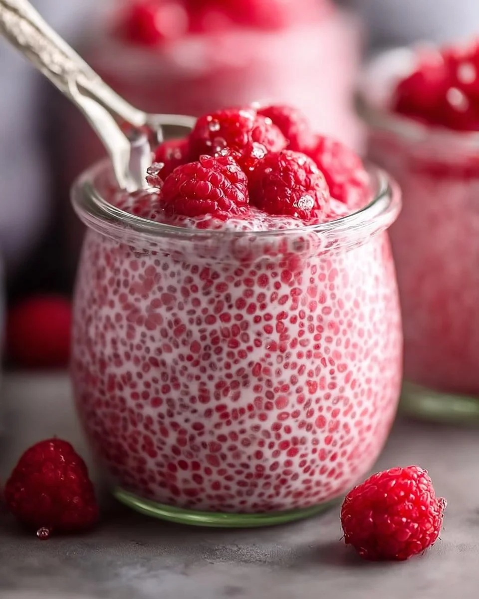 Raspberry Chia Pudding Sweetened with Maple Syrup