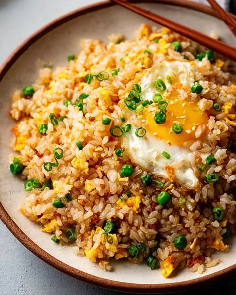 Savory Japanese garlic fried rice served in a bowl, perfect for cozy nights in.