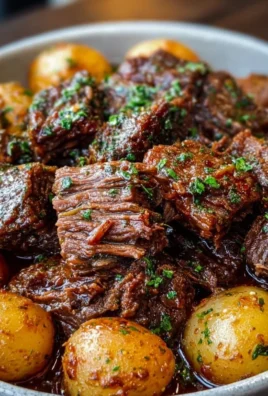Slow Cooker Garlic Butter Beef with Potatoes served on a plate