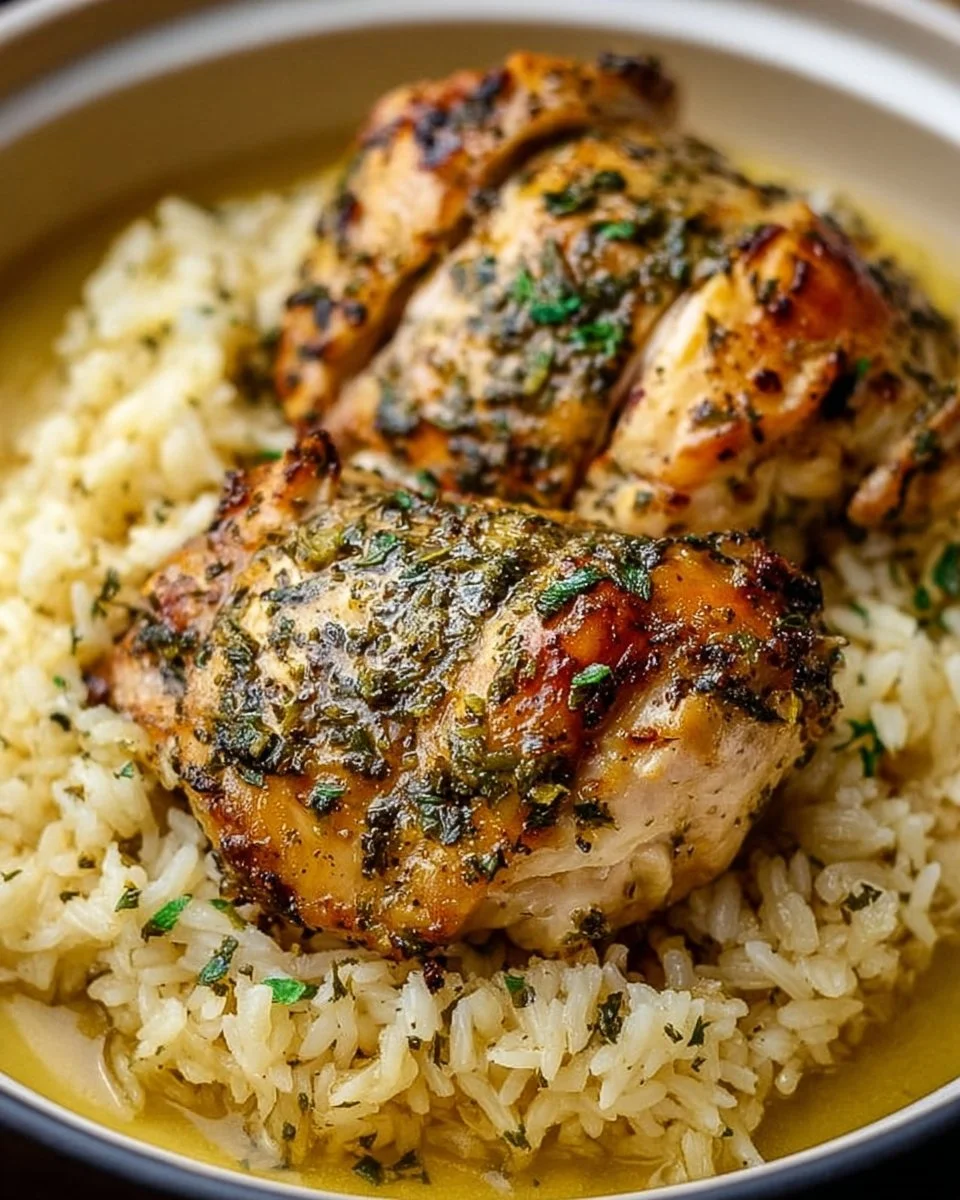 Slow Cooker Lemon Herb Chicken and Rice