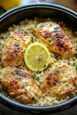 Slow Cooker Lemon Herb Chicken served with rice on a plate