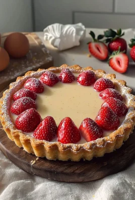 Freshly baked Strawberry Custard Tart topped with ripe strawberries