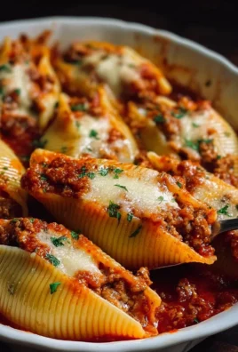 Baked stuffed pasta shells filled with cheese and herbs topped with marinara sauce