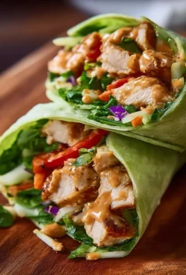Delicious Thai Peanut Chicken Wraps loaded with fresh vegetables and peanut sauce