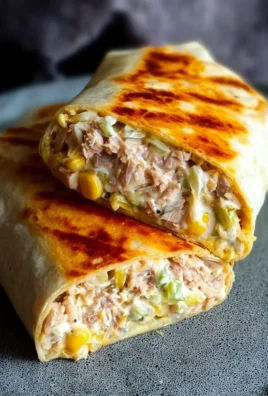 Delicious tuna melt wrap with cheese and tuna filling