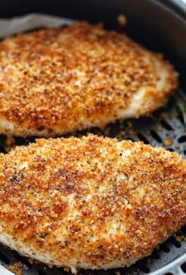 Air fryer boneless chicken breast served with vegetables