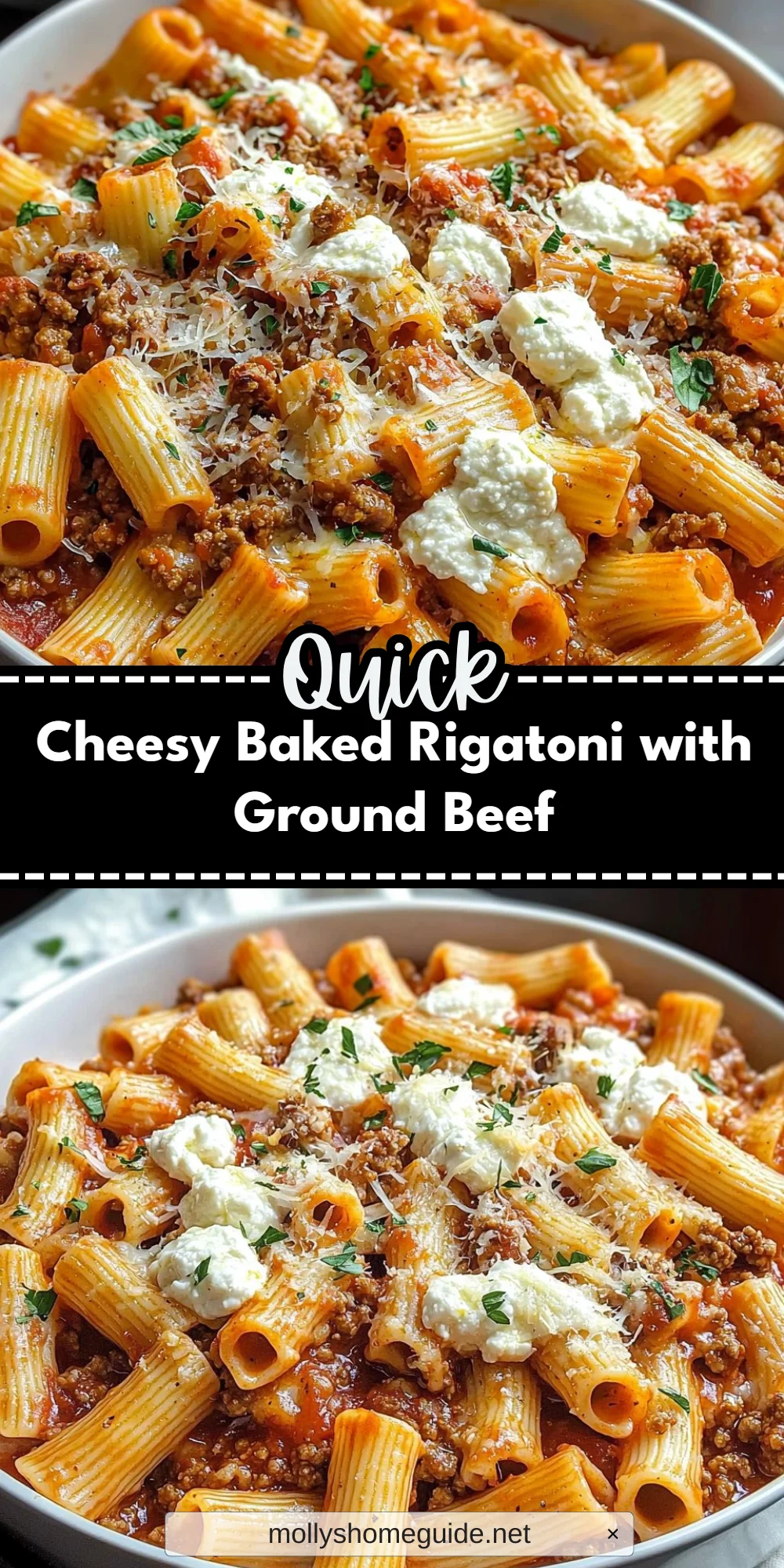 Cheesy Baked Rigatoni with Ground Beef