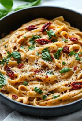 Creamy vegan sun-dried tomato pasta dish served in a bowl