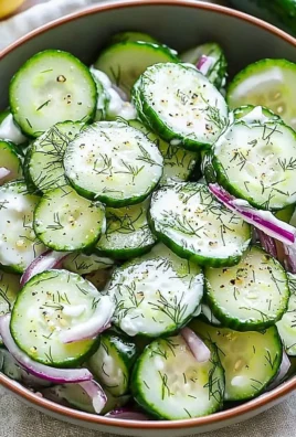 Deliciously fresh Cucumber Dill Salad in a bowl, garnished with dill and cucumber slices