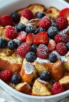 Delicious French Toast Casserole served with syrup and berries