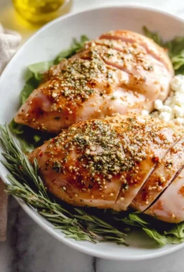 Marinated Greek chicken ready for grilling with herbs and spices