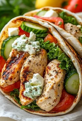 Greek Chicken Wrap with fresh vegetables and flavorful seasoning