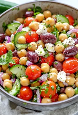 Delicious Greek Chickpea Salad with fresh vegetables and herbs